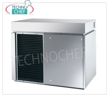 Produttori / macchine ghiaccio in scaglie   resa 900 Kg/24 ore,  senza deposito Fabbricatore di ghiaccio a scaglie, senza deposito, esterno inox, raffreddamento aria/acqua, V 400/3, Kw 4,6, resa 900 Kg/24 ore, dimensioni mm 1107x700x880h, peso Kg 241.