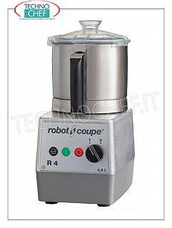 CUTTER da tavolo R4-2V, capacità vasca lt.4,5, Marca ROBOT COUPE, professionale CUTTER da tavolo R4-2V, Marca ROBOT COUPE, con VASCA smontabile in ACCIAIO INOX da litri 4,5, Velocità 1.500 / 3.000 giri/minuto, V. 400/3, Kw 0,90, Peso 17 Kg, dimensioni mm 225x305x440h