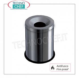 Gettacarte Gettacarte e posacenere autoestinguenti in acciaio inox satinato, foro diam.mm.100, capacità litri 15, diam.mm.250x325h