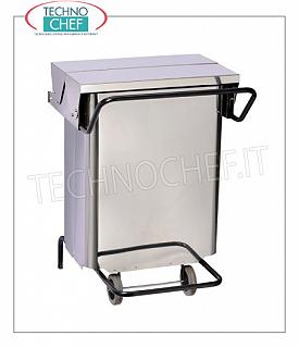 Pattumiere in acciaio inox Pattumiera inox su ruote, coperchio a pedale con apertura centrale, da litri 70, dim.mm.550x520x725h