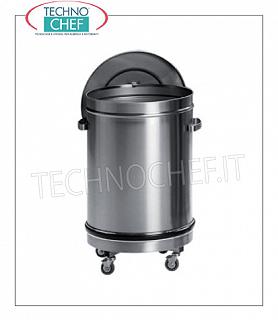 Pattumiere in acciaio inox Pattumiere inox carrelllata con coperchio, capacità 50 litri, diametro mm.390x600 h