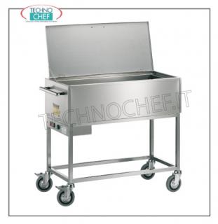 TECHNOCHEF - Carrello caldo a bagnomaria, 3 Bacinelle GN 1/1, Mod.CT1760C Carrello scaldavivande, struttura inox su tubolare, vasca inox con griglia,riscaldato bagnomaria con resistenza elettrica, rubinetto di scarico,N 50 posti, per 4 bacinelle GN 1/1 (escluse), V.230/1, W 2000, altezza vasca cm. 24,dim.mm.1500x640x900h