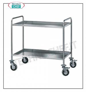 Carrelli di servizio in acciaio inox Carrello inox a 2 piani piegati, dimensioni mm 1020x600x900h