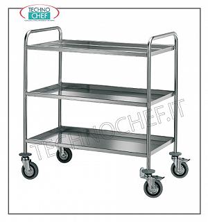 Carrelli di servizio in acciaio inox Carrello inox a 3 piani piegati, dimensioni mm 1020x600x1020h