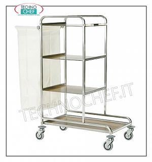 Carrelli portabiancheria per Camere Hotel, con piano Base e 3 ripiani