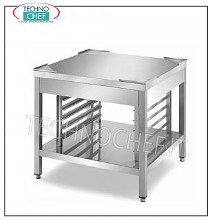 Supporto Base inox per Forni a Convezione Supporto base in acciaio inox per forno su gambe, con ripiano inferiore e guide per inserimento 7 teglie Gastro-Norm 2/1 h 60 mm., dim. mm. 800x800x720 h.