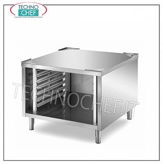 Supporto Basi inox per Forni a Convezione Supporto base in acciaio inox per forno su mobile, completo di guide per inserimento 7 teglie Gastro-Norm 2/1 h 60 mm., dim. mm. 800x800x720 h.