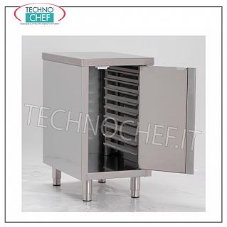 Base armadiata per Forni con guide per teglie Supporto base in acciaio inox per forno su mobile aramdiato, con anta a battente e guide per inserimento 7 teglie Gastro-Norm 2/1 h 60 mm., dim. mm. 800x800x720 h.