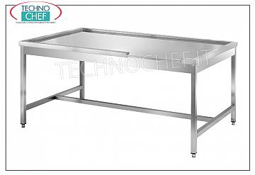 Tavoli cernita per lavastoviglie cappotta TAVOLO CERNITA per SERVIZIO LAVASTOVIGLIE, piano con INVASO PERIMETRALE ed AGGANCIO A DESTRA per TAVOLO di PRELAVAGGIO - dimensioni mm. 1600x1100x850h
