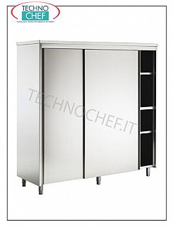 Armadio stoviglie INOX 304 con ante scorrevoli e 3 ripiani intermedi, profondo 60 cm Armadio di riposto con 2 porte scorrevoli e 3 ripiani intermedi regolabili in altezza, dim. mm 1200x600x1700h