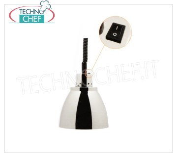 TECHNOCHEF - Lampada riscaldante ad infrarossi in alluminio, Mod.NA25 LAMPADA RISCALDANTE regolabile in altezza, portalampada in ALLUMINIO diam.225 mm., luce ROSSA, V.230/1, W.250, Peso 1,08 Kg.