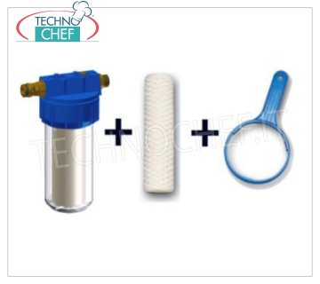 Technochef - FILTRO ad ACQUA con CARTUCCIA in FILO AVVOLTO, attacchi da 1/2'', Mod.NK223