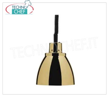 TECHNOCHEF - Lampada Riscaldante ad Infrarossi in Ottone, Mod.NT25 LAMPADA RISCALDANTE regolabile in altezza, portalampada in OTTONE, diametro 225 mm, luce ROSSA, V.230/1, W.250, Peso 1,25 Kg.