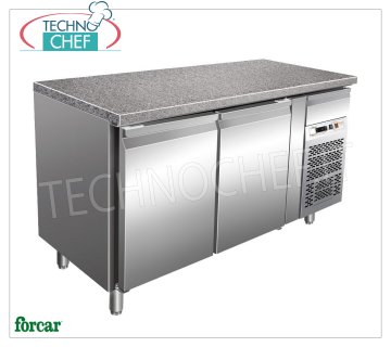 Forcar - Tavolo Refrigerato 2 Porte, Temp.+2°/+8°C, lt.413, Ventilato, Classe B, mod.G-PA1500TNGR7 Tavolo Refrigerato 2 Porte con Piano in Granito e Cassetto Neutro, Professionale, Pasticceria Teglie mm 600x400, capacità lt.413, temp.+2°/+8°C, Ventilato, ECOLOGICO in Classe B, Gas R290, V.230/1, Kw.0,3, Peso 242 Kg, dim.mm.1505x800x870h