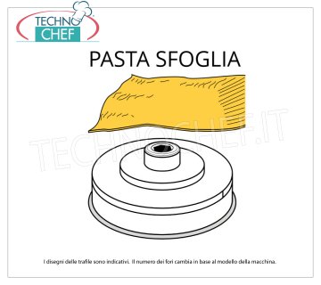 Technochef - TRAFILA PASTA SFOGLIA in LEGA OTTONE-BRONZO Trafila per pasta sfoglia in lega di ottone - bronzo, larga 135 mm, spessore da 1 a 4 mm, per mod.MPF1.5N