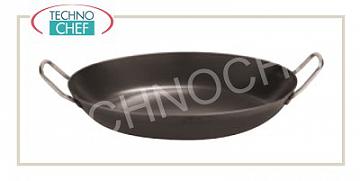 Paderno - Padella per Paella in ferro con 2 maniglie, professionale per Induzione Padella per Paella in ferro con 2 manici, diam. cm 42, alta 6 cm