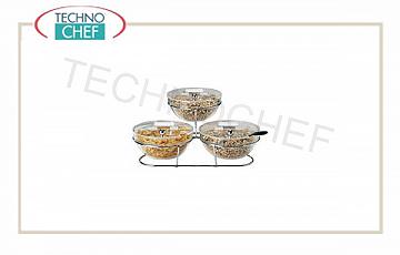 Espositore per buffet Espositore Con Ciotole Cm 23 Buffet Cromato Con 3 Ciotole E Coperchi A Ribalta