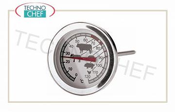 Termometri a spillone Termometro a spillone per arrosti, range da 0° a +120°C, divisione 1°C, diametro quadrante 5 cm