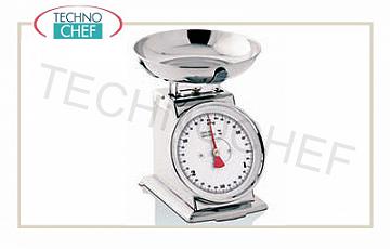 Bilance meccaniche Bilancia meccanica, inox, a quadrante rotativo diametro 20 cm, portata 5 Kg, divisione 20 grammi