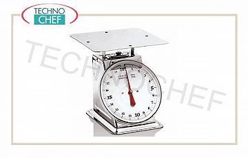 Bilance meccaniche Bilancia meccanica, inox, a quadrante rotativo diametro 25 cm, portata 20 Kg, divisione 100 grammi