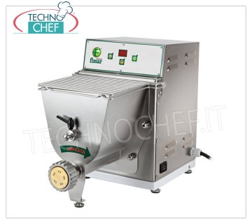FIMAR - MACCHINA per PASTA FRESCA ESTRUSA Professionale, Vasca da 2 Kg - mod.PF25E Macchina per pasta fresca estrusa, con vasca inox da 2 Kg, resa oraria 8 Kg/h, V.400/3+N, Kw.0,37, Peso 26,5 Kg, dim.mm.310x550x420h