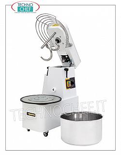 IMPASTATRICE a SPIRALE da 12 Kg, con testa sollevabile e vasca estraibile, IMPASTATRICE a SPIRALE 12 Kg, con testa sollevabile e vasca estraibile da lt.16, completa di asta spaccapasta, temporizzatore e ruote, V.400/3, Kw.0,75, Peso Kg.71,5, dim.mm.385x670x725h