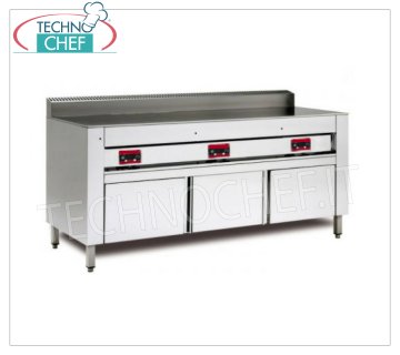 Cuocipiadina ELETTRICO con PIASTRA al CROMO SATINATO, versione su VANO ARMADIATO, Cuocipiadina elettrico, versione con supporto armadiato, con piastra al cromo satinato da 600x600 per 4 piadine, V 230/1, kw 4,00, dim. esterne mm 650x730x960h