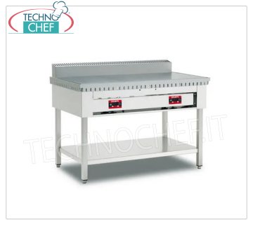 Cuocipiadina ELETTRICO con PIASTRA al CROMO SATINATO, Versione su Gambe con Ripiano Inferiore, Cuocipiadina elettrico, versione su gambe con ripiano inferiore, con piastra al cromo satinato da 600x600 per 4 piadine, V 230/1, kw 4,00, dim. esterne mm 650x730x960h