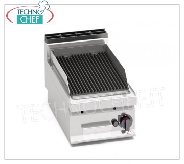 TECHNOCHEF - GRIGLIA PIETRALAVICA a GAS, 1 modulo TOP, Mod.PLG40B/G GRIGLIA PIETRA LAVICA a GAS, BERTOS, Linea MACROS 700, Serie COMFORT POWER, 1 modulo TOP con ZONA COTTURA da mm 350x515, potenza termica Kw.6,9, Peso 37 Kg, dim.mm.400x700x290h