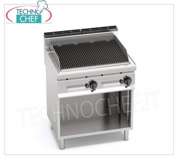 TECHNOCHEF - GRIGLIA PIETRALAVICA a GAS, DOPPIO modulo su VANO a GIORNO, Mod.PLG80M/G GRIGLIA PIETRA LAVICA a GAS, BERTOS, Linea MACROS 700, Serie COMFORT POWER, DOPPIO modulo su VANO a GIORNO con ZONA COTTURA da mm 700x515, potenza termica Kw.13,8, Peso 83 Kg, dim.mm.800x700x900h