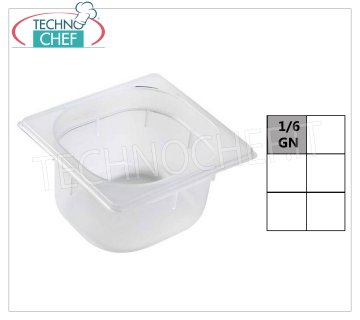 Bacinella in Polipropilene Gastro-norm GN 1/6 Bacinella Gastronorm 1/6, in polipropilene, dim.mm.176 x 162 x 65 h