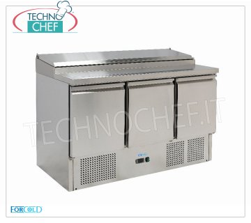 Saladette Refrigerata 3 Porte, predisposto per 8 Bacinelle GN 1/6,  mod. G-PS300-FC Saladette refrigerata per insalate a 3 PORTE, capacità n.8 bacinelle GN 1/6, Temp.+2°/+8°C, Gas ECOLOGICO R600a, V.230/1, Kw.0,235, Peso 125 Kg, dim.mm 1365x700x970h