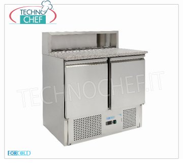 Saladette Refrigerata  2 Porte, piano in Granito con vano 5 Bacinelle GN 1/6, mod. G-PS900-FC Saladette refrigerata per insalate a 2 PORTE, capacità n.5 bacinelle GN 1/6, Temp.+2°/+8°C, Gas ECOLOGICO R600a, V.230/1, Kw.0,235, Peso 98 Kg, dim.mm 900x700x1075h