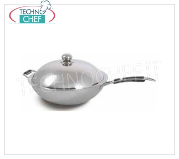 TECHNOCHEF - Padella per WOK AISI 304, Mod.PW36 Padella per WOK in acciaio inox AISI 304, diametro 360 mm.