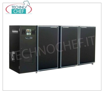 Banco frigo bar 3 porte, Ventilato, in Skinplate Nero Banco Frigo per Bar, 3 porte cieche in skinplate Nero, ventilato, temp.+2°+8°, V 230/1, kW 3,96, dim. mm 1740x540x850h.