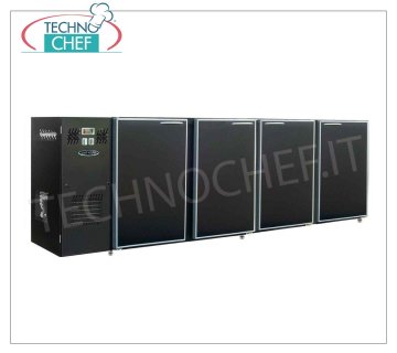 Banco frigo bar 4 porte, Ventilato, in Skinplate Nero