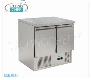 Forcold - Tavolo Frigo/Refrigerato 2 Porte, Temp.+2°/+8°C, lt.240, Statico, Classe E, mod.G-S901-FC Tavolo Refrigerato 2 Porte, Professionale, capacità lt.240, Temperatura +2°/+8°C, Refrigerazione statica, Gastro-Norm 1/1, ECOLOGICO in Classe E, Gas R600a, V.230/1, Kw.0,235, Peso 65 Kg, dim.mm.900x700x850h