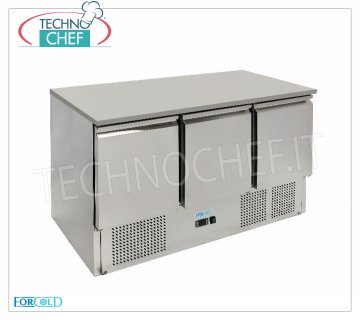Forcold - Tavolo Frigo/Refrigerato 3 Porte, Temp.+2°/+8°C, lt.368, Statico, mod.G-S903TOP-FC
