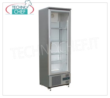 Technochef - Vetrina FRIGO per BIBITE, 1 Porta, Statico, Temp.+2°/+8°C, lt.307, Classe B, Mod.G-SC300GSS Frigorifero per Bibite-Bevande professionale, struttura in acciaio inox, 1 porta vetro, Statico, temperatura +2°/+8°C, capacità lt.307, Classe B, illuminazione a led, completo di 4 griglie, V.230/1, Kw.0,17, Peso 85 Kg, dim.mm.600x520x1880h