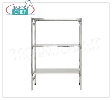 TECHNOCHEF - Scaffale inox, modulo con 3  ripiani lisci, PROFONDI 30 cm, ALTEZZA 150 cm. Scaffale inox 304 Lucido con 3 ripiani lisci, Portata globale 3x100 Kg, montaggio a gancio, modulo di cm 60x30x150h