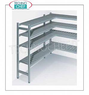 Scaffalatura in alluminio con 3 file di ripiani