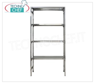 Scaffali acciaio inox bullone ripiano forato - Altezza cm.200