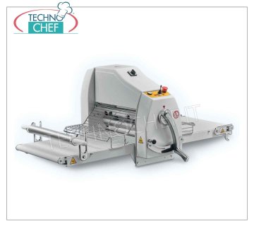 SFOGLIATRICE Professionale per Pasticceria  con  NASTRI da cm 95x50, mod. SF-BECO-95 Sfogliatrice Pasticceria da Banco con NASTRI-TAPPETI da cm 950x500, COMANDI MANUALI, TAVOLI Ripieghevoli Lunghi mm. 950,  RULLI di LAMINAZIONE da  mm. 500, APERTURA  RULLI da: 0 a 40 mm, Peso Kg 99, kw 0,55, dim. aperta mm. 2000x870x600h
