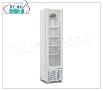 Vetrina FRIGO per BIBITE, 1 Porta, Ventilata, Temp.+1°/+9°C, lt.203, Classe E - LARGA cm 45 Frigorifero per Bibite-Bevande Professionale, 1 porta vetro, temp.+1°/+9°C, capacità lt.203, ventilato, Classe E, illuminazione a Led, V.230/1, Kw.0,21, Peso 72 Kg, dim.mm.450x497x1881h