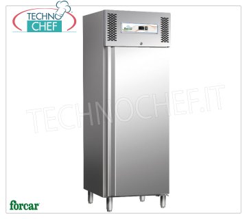 Forcar - Armadio Frigo 1 Porta, lt.429, Statico, Temp. -2°/+8°C, Classe C, mod.G-SNACK400TN Armadio Frigorifero 1 Porta, INOX 304 Professionale, Linea Snack, capacità lt, 429, temp. -2°/+8°C, Statico con convogliatore e ventilatore d'aria interno, ECOLOGICO in Classe C, Gas R290, V.230/1, Kw.0,26, Peso 135 Kg, dim.mm.680x700x2000h