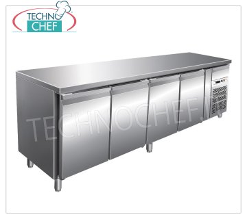 Forcar - Tavolo Frigor 4 Porte, Temp.-2°/+8°C, lt.449, Ventilato, Classe C, mod.G-SNACK4100TN Tavolo Banco Refrigerato 4 PORTE e cassetto neutro, Professionale, Linea SNACK, temp.-2°/+8°C, capacità 449 litri,  refrigerazione ventilata, ECOLOGICO in Classe C, Gas R290, V.230/1, Kw.0,26, Peso 143 Kg, dim.mm.2230x600x860h