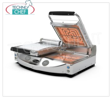 SPIDOCOOK - Piano Cottura Elettrico, Doppia Piastra in Vetroceramica Liscia Trasparente, Mod.SP020ET PIANO COTTURA in VETROCERAMICA da tavolo, Linea SPIDOGLASS, con piano inferiore liscio trasparente e 2 piani superiori auto-bilanciati LISCI  trasparenti, COMANDI DIGITALI, temperatura da 0° a 350°C, V.230/1, Kw 3,00, Peso 17 Kg, dim.mm.619x458x176h