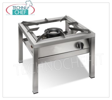 Technochef - Fornello a gas professionale da pavimento, 1 fuoco da Kw.20, mod.SP6050LMIR Fornello a gas professionale da pavimento in acciaio inox, con 1 bruciatore da kw.20,00, Peso 22,5, dim.mm.600x600x500h