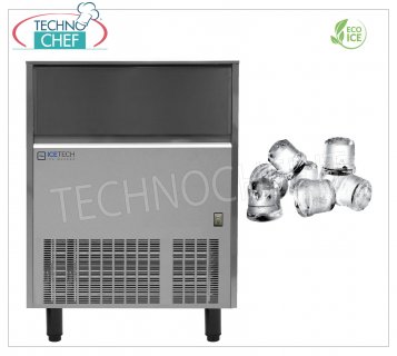 ICETECH - MACCHINA GHIACCIO in CUBETTI PIENI, Resa 134-136 Kg/24 ore, DEPOSITO 60 Kg, Professionale, mod.SS135 Macchina ghiaccio a cubetti pieni, resa 134 Kg/24 ore, deposito 60 Kg, esterno inox, raffreddamento ad aria, Gas R290, V.230/1, Kw.1,15, peso Kg.83, dim.mm 930x565x915h