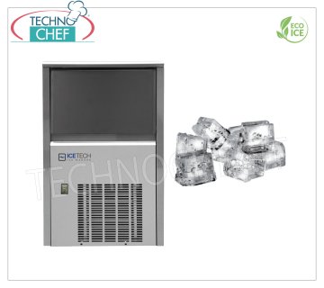 ICETECH - MACCHINA GHIACCIO in CUBETTI PIENI, Resa 22-24 Kg/24 ore, DEPOSITO 6 Kg, Professionale, mod.SS25 Macchina ghiaccio a cubetti pieni, resa 22 Kg/24 ore, deposito 6 Kg, esterno inox, raffreddamento ad aria, Gas R290, V.230/1, Kw.0,36, peso Kg.32, dim.mm.350x475x595h